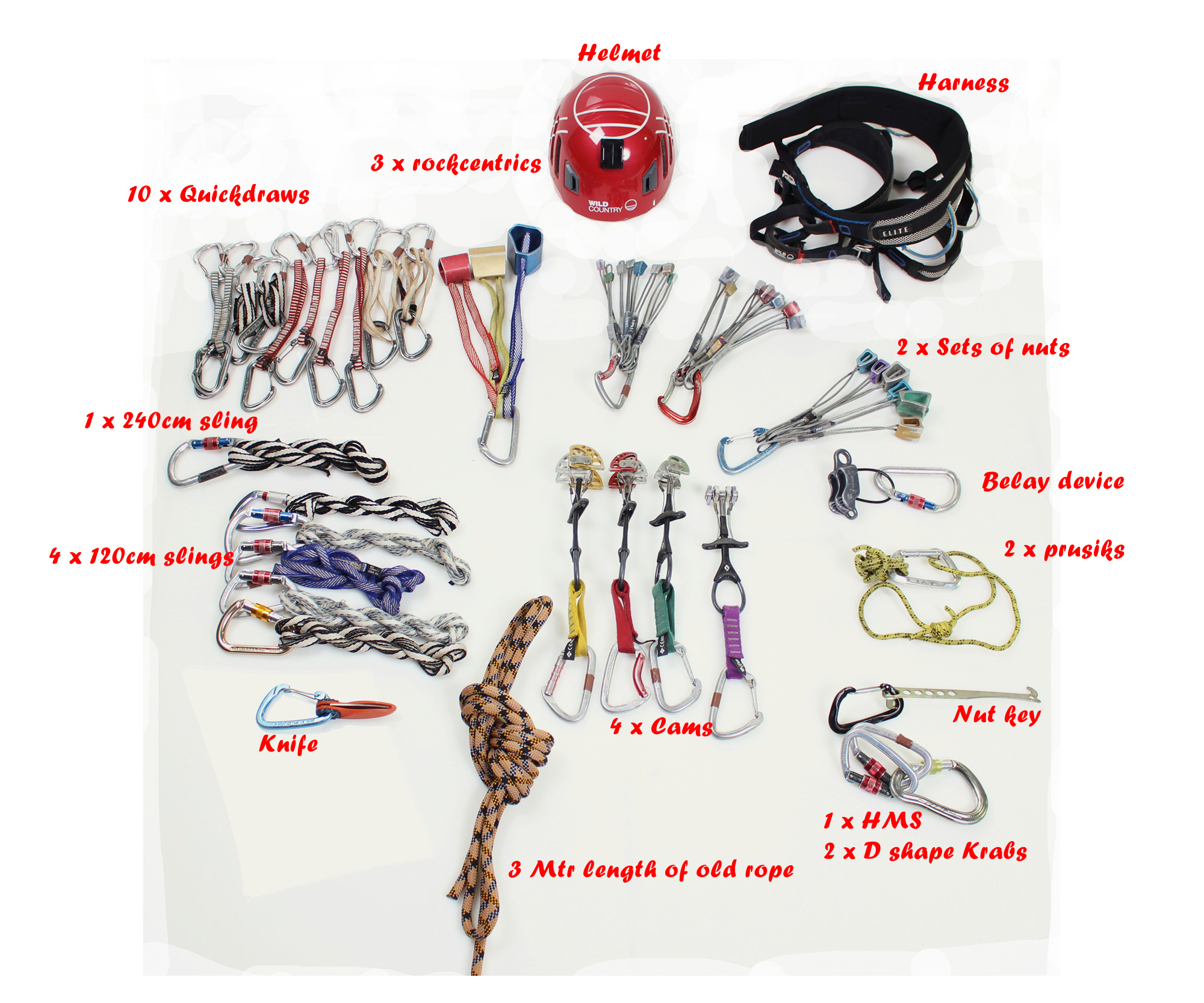 Up to Summit » Trad and mountaineering rack